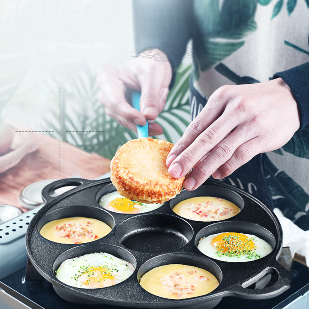 Egg Waffle Pan - Wajan Penggorengan 7 Lubang Besi Cor