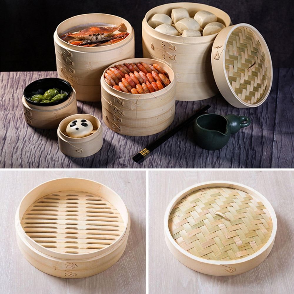 Bao Steamer Bamboo - Pengukus Bambu Cina untuk Memasak Dimsum,